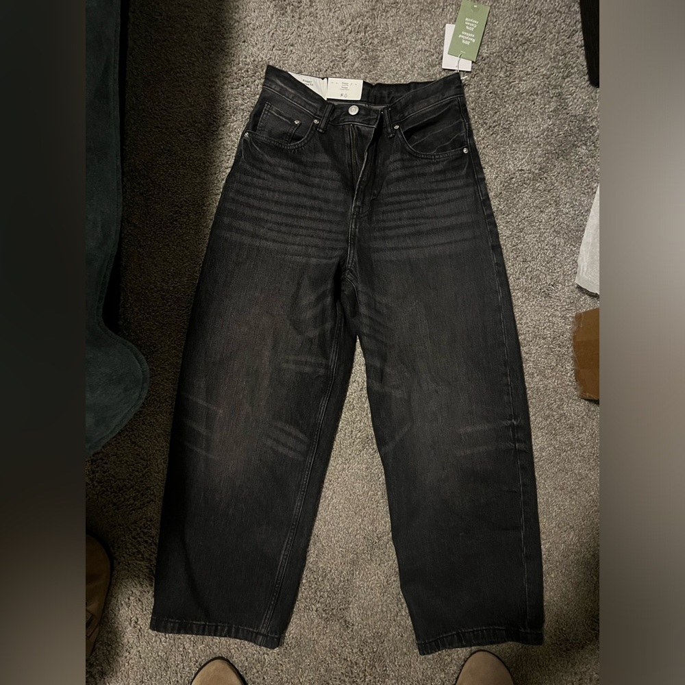 H&M baggy loose jeans distressed black - men 28x30